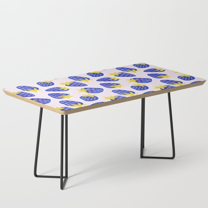 Vibrant Blue Strawberry Pattern Coffee Table Gallery Image 1