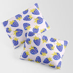 Vibrant Blue Strawberry Pattern Pillow Sham Gallery Image 3