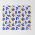 Vibrant Blue Strawberry Pattern Throw Blanket Gallery Image 2