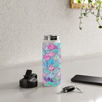 Colorful Pink and Blue Watercolor Trendy Glitter Mermaid Scales  Water Bottle Gallery Image 4