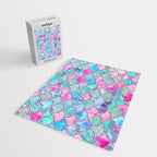 Colorful Pink and Blue Watercolor Trendy Glitter Mermaid Scales  Jigsaw Puzzle Gallery Image 2