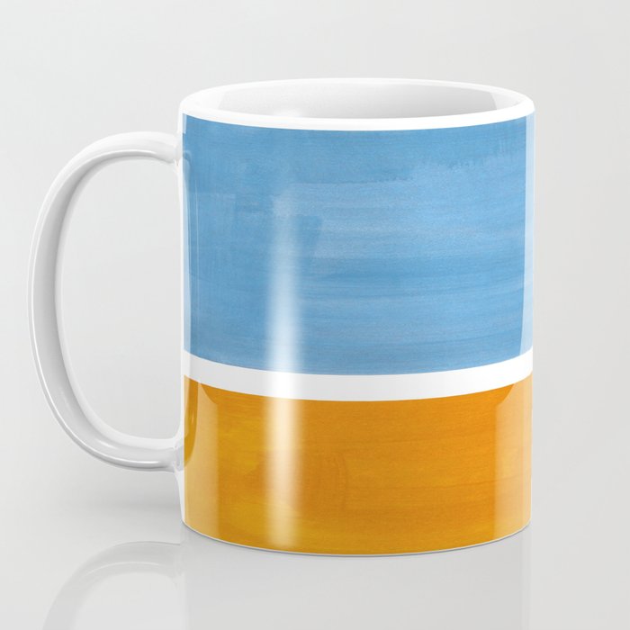 Rothko Minimalist Abstract Mid Century Color Black Square Periwinkle Yellow Ochre Coffee Mug Gallery Image 3