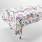 Lilac Butterfly and Flowers Tablecloth Gallery Image 1
