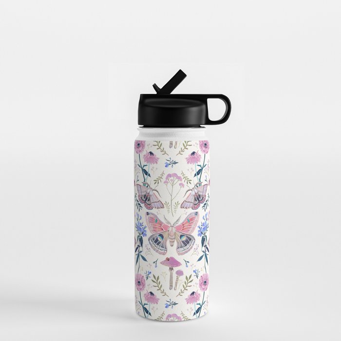 Lilac Butterfly and Flowers Water Bottle Gallery Image 1