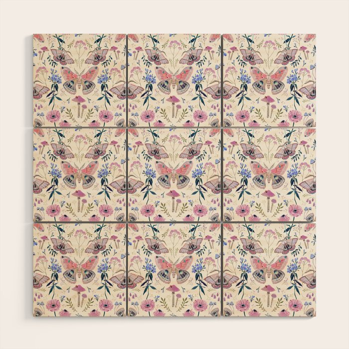 Lilac Butterfly and Flowers Wood Wall Art Gallery Image 1