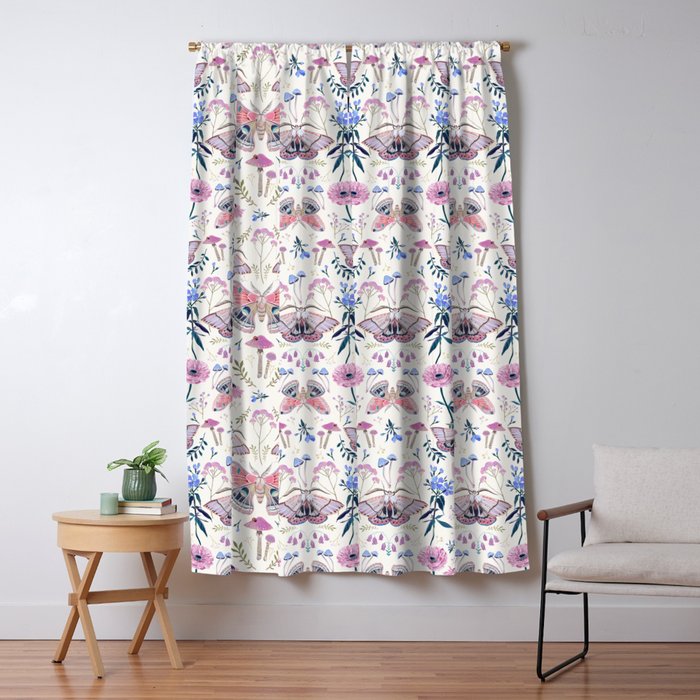 Lilac Butterfly and Flowers Window Curtain Gallery Image 5