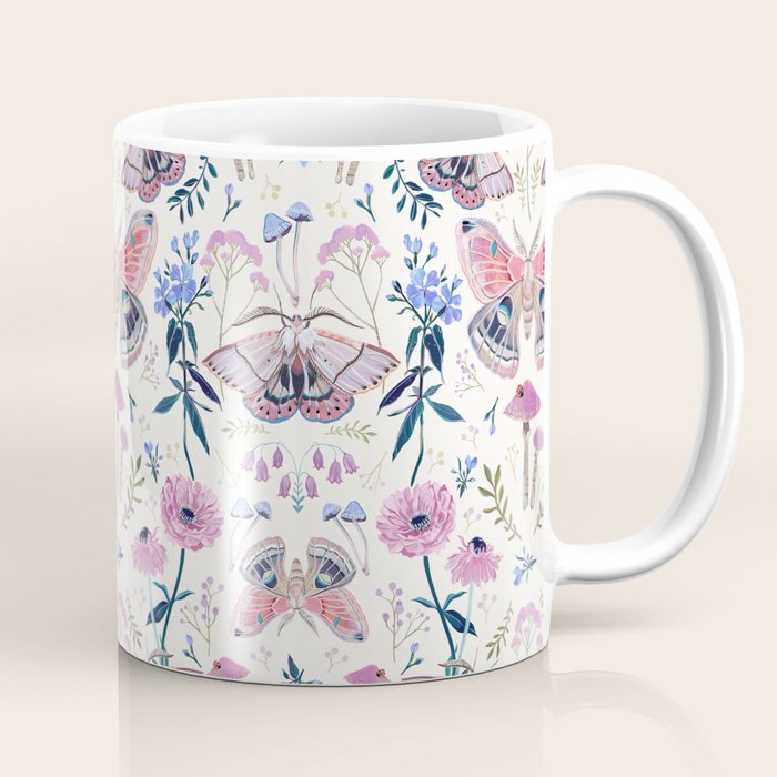 Lilac Butterfly and Flowers Coffee Mug Gallery Image 1