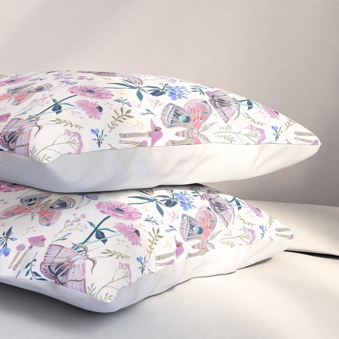 Lilac Butterfly and Flowers Pillow Sham Gallery Image 3