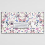 Lilac Butterfly and Flowers Desk Mat Gallery Image 1