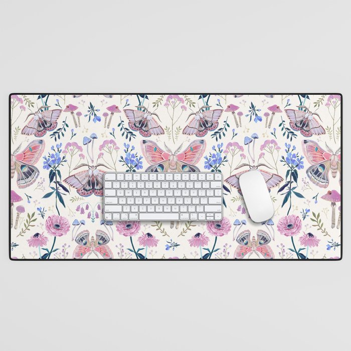 Lilac Butterfly and Flowers Desk Mat Gallery Image 1