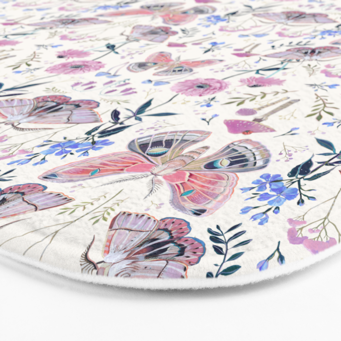Lilac Butterfly and Flowers Bath Mat Gallery Image 3