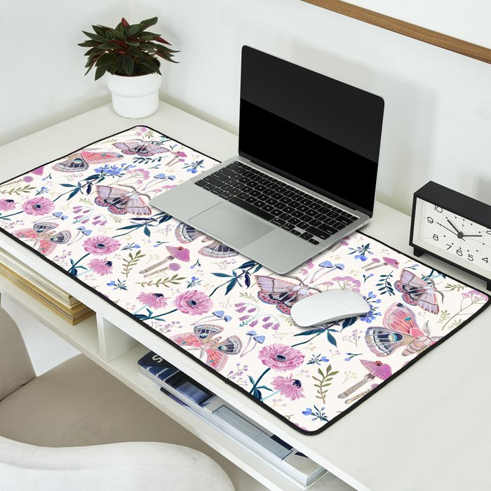 Lilac Butterfly and Flowers Desk Mat Gallery Image 2