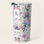 Lilac Butterfly and Flowers Travel Mug Gallery Image 3