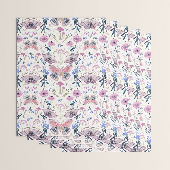 Lilac Butterfly and Flowers Wrapping Paper Gallery Image 3