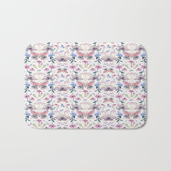 Lilac Butterfly and Flowers Bath Mat Gallery Image 1
