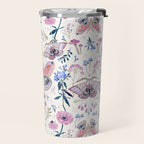 Lilac Butterfly and Flowers Travel Mug Gallery Image 2