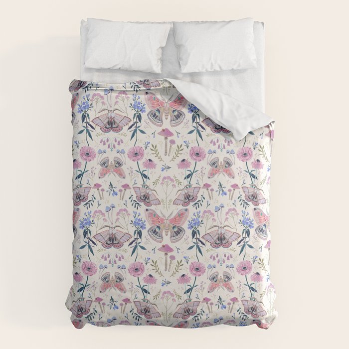 Lilac Butterfly and Flowers Duvet Cover Gallery Image 1