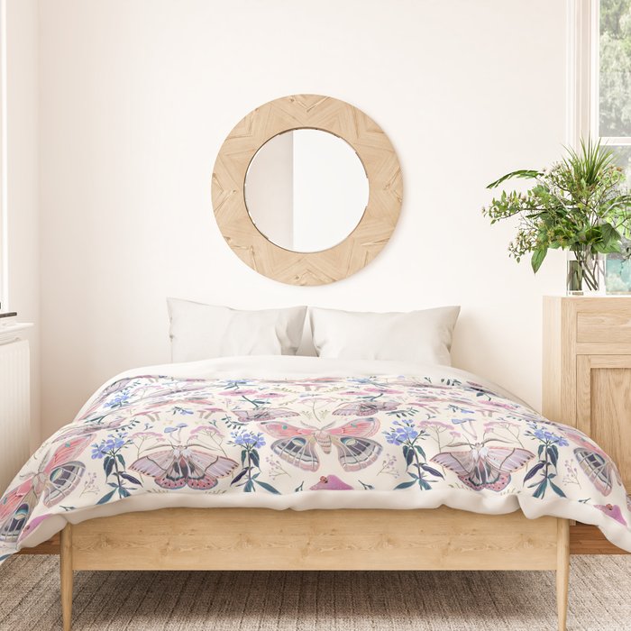 Lilac Butterfly and Flowers Duvet Cover Gallery Image 3