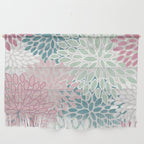 Floral Blooms, Soft Pink, Green and Teal, Design Prints Wall Hanging Gallery Image 1