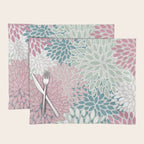 Floral Blooms, Soft Pink, Green and Teal, Design Prints Placemat Gallery Image 1