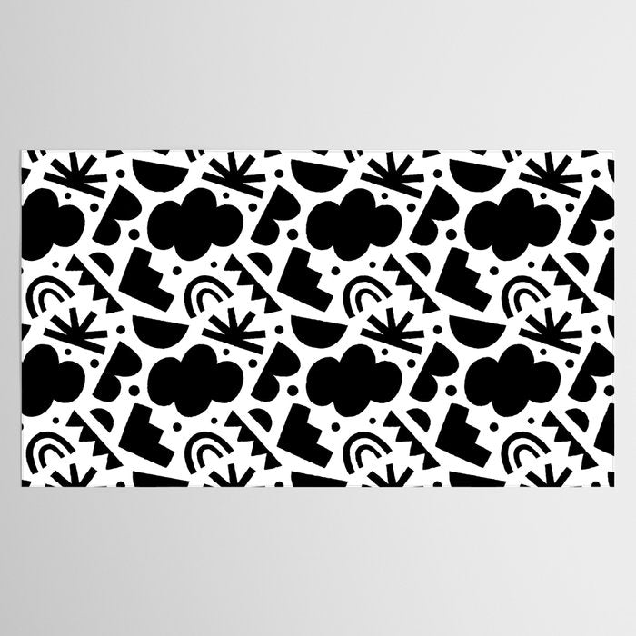 Black and white organic shape art pattern Tablecloth Gallery Image 2