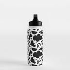 Black and white organic shape art pattern Water Bottle Gallery Image 3