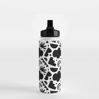Black and white organic shape art pattern Water Bottle Gallery Image 2
