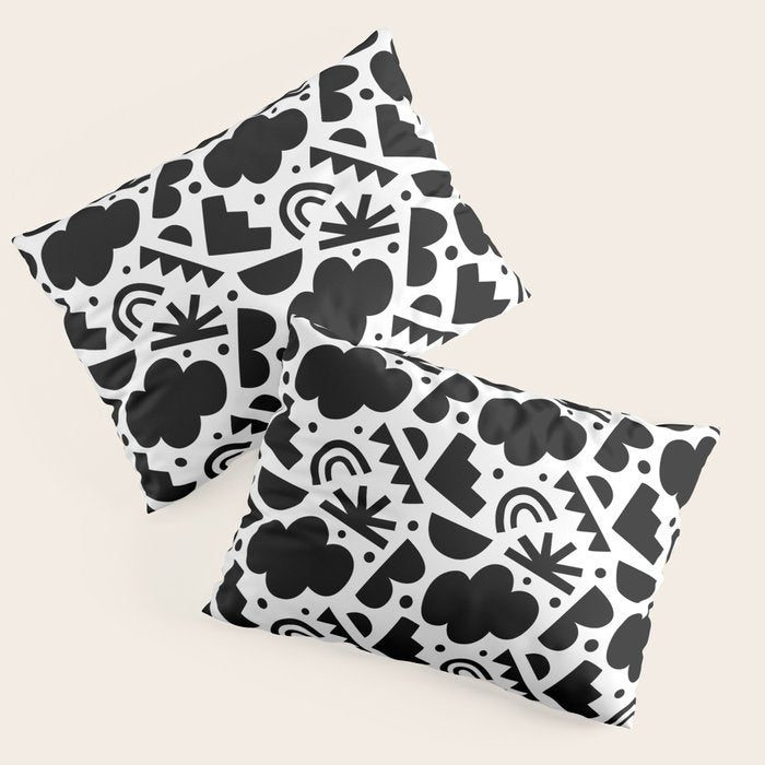Black and white organic shape art pattern Pillow Sham Gallery Image 3