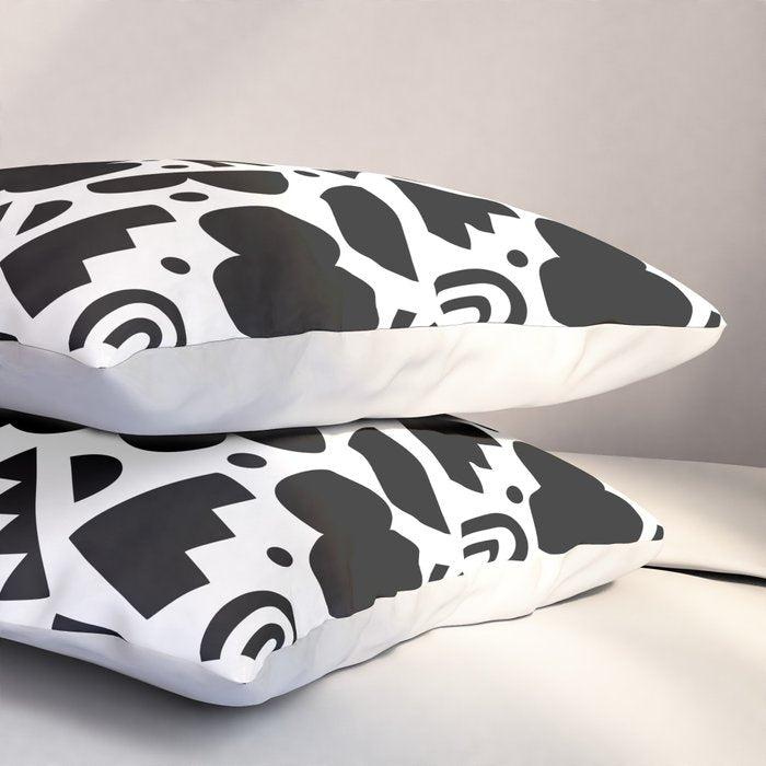 Black and white organic shape art pattern Pillow Sham Gallery Image 3