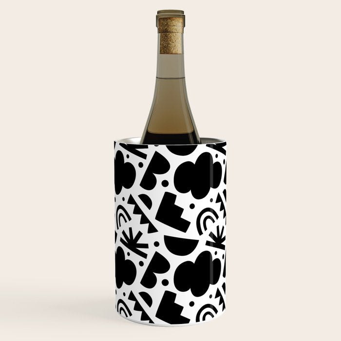 Black and white organic shape art pattern Wine Chiller Gallery Image 3