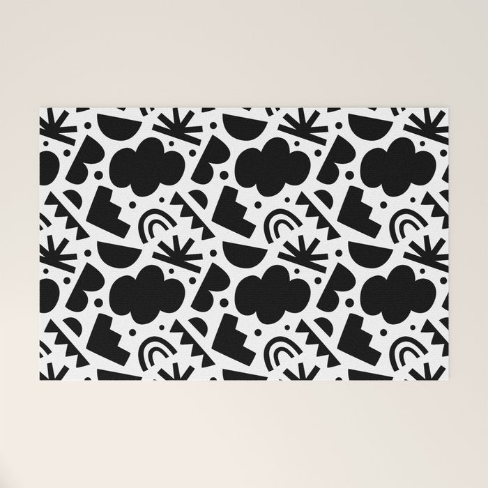 Black and white organic shape art pattern Welcome Mat Gallery Image 1