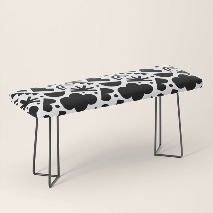 Black and white organic shape art pattern Bench Gallery Image 1