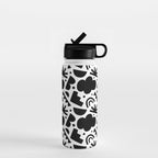 Black and white organic shape art pattern Water Bottle Gallery Image 1