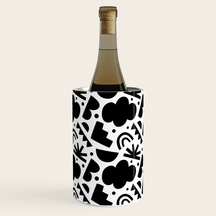 Black and white organic shape art pattern Wine Chiller Gallery Image 2