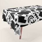 Black and white organic shape art pattern Tablecloth Gallery Image 1
