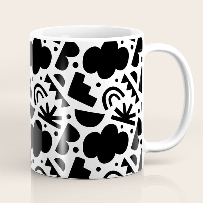 Black and white organic shape art pattern Coffee Mug Gallery Image 1