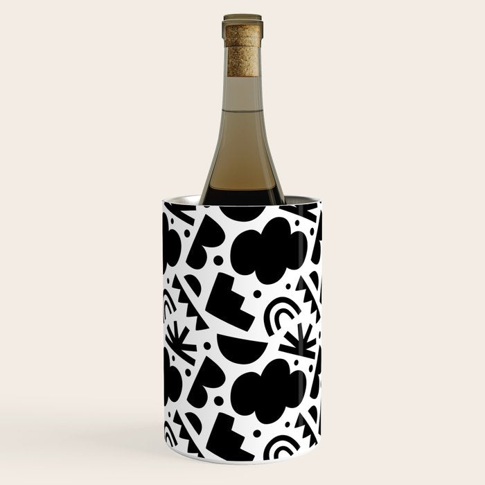 Black and white organic shape art pattern Wine Chiller Gallery Image 1