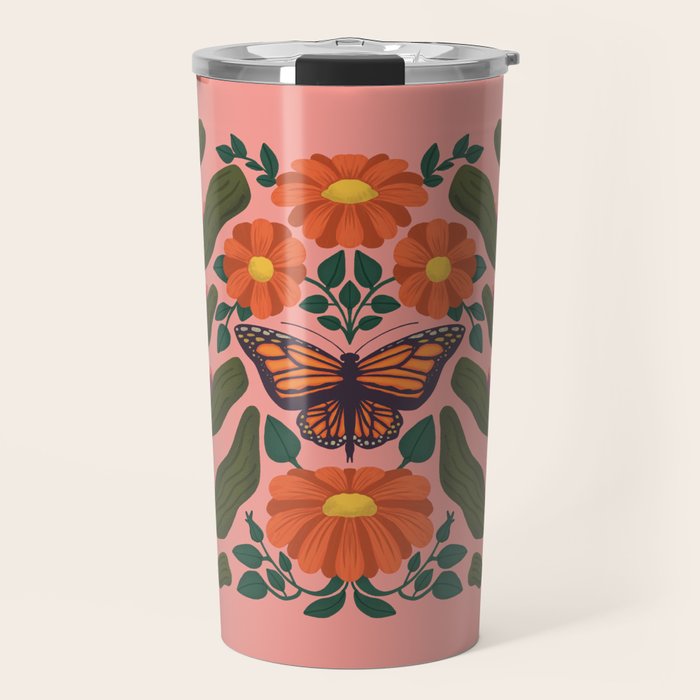 Monarch Butterfly and Milkweed  Travel Mug Gallery Image 1