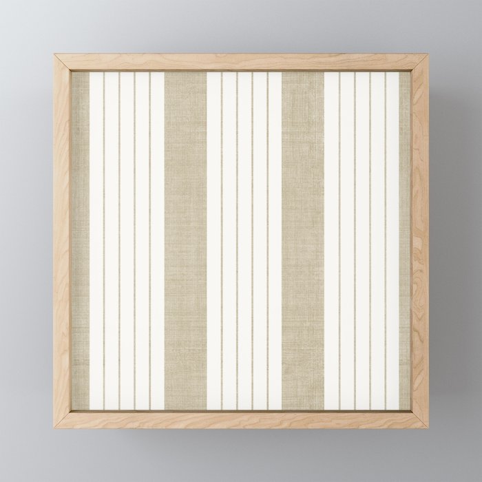 Ticking Stripe in Tan Mini Art Print Gallery Image 1