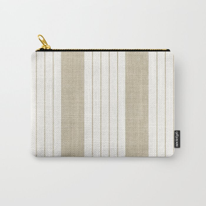 Ticking Stripe in Tan Carry All Pouch Gallery Image 1