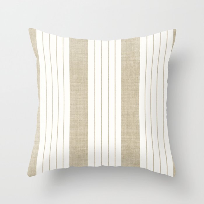 Ticking Stripe in Tan Throw Pillow Gallery Image 1