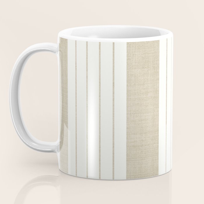 Ticking Stripe in Tan Coffee Mug Gallery Image 3