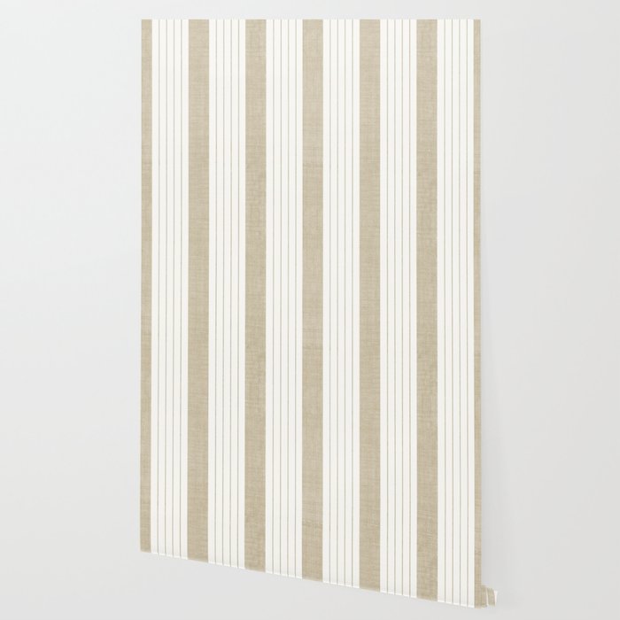 Ticking Stripe in Tan Wallpaper Gallery Image 2