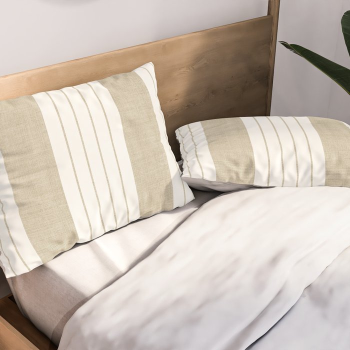 Ticking Stripe in Tan Pillow Sham Gallery Image 2