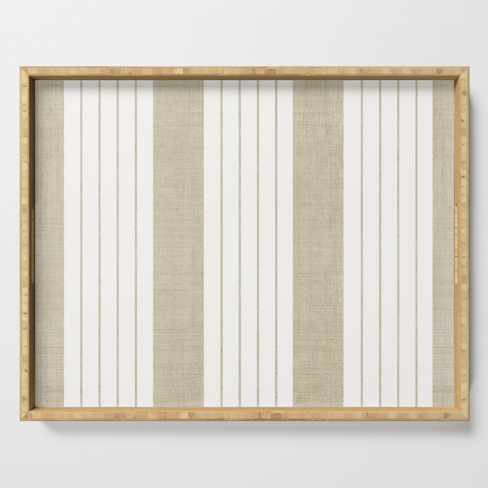 Ticking Stripe in Tan Serving Tray Gallery Image 1
