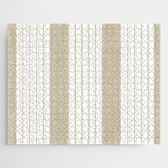 Ticking Stripe in Tan Jigsaw Puzzle Gallery Image 1