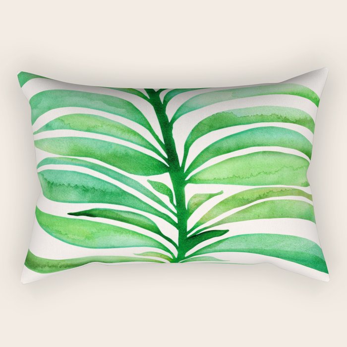 Tropical Leaf Botanical Painting Rectangular Pillow Gallery Image 2