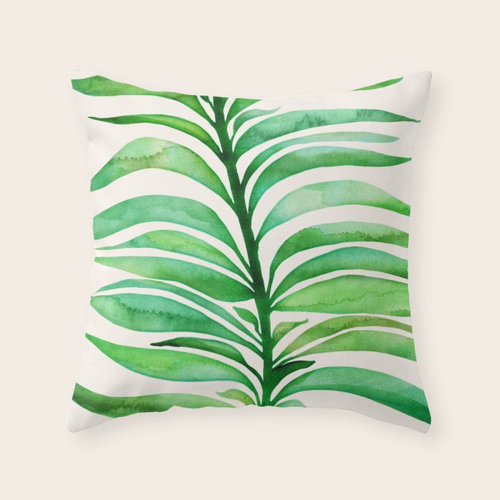 Tropical Leaf Botanical Painting Throw Pillow Gallery Image 6