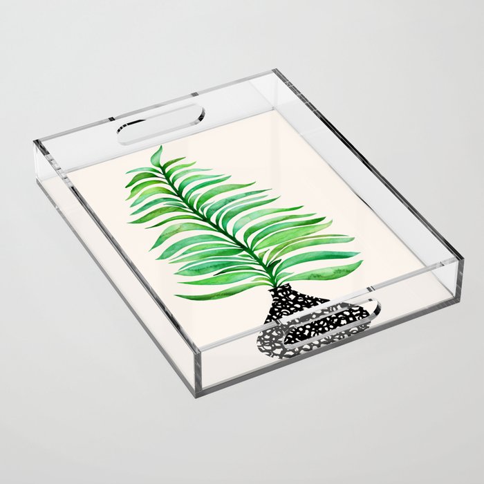 Tropical Leaf Botanical Painting Acrylic Tray Gallery Image 1