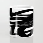Swirl Black & White Minimalist Abstract Mid century Ink Art Dark Brush Strokes Coffee Mug Gallery Image 4